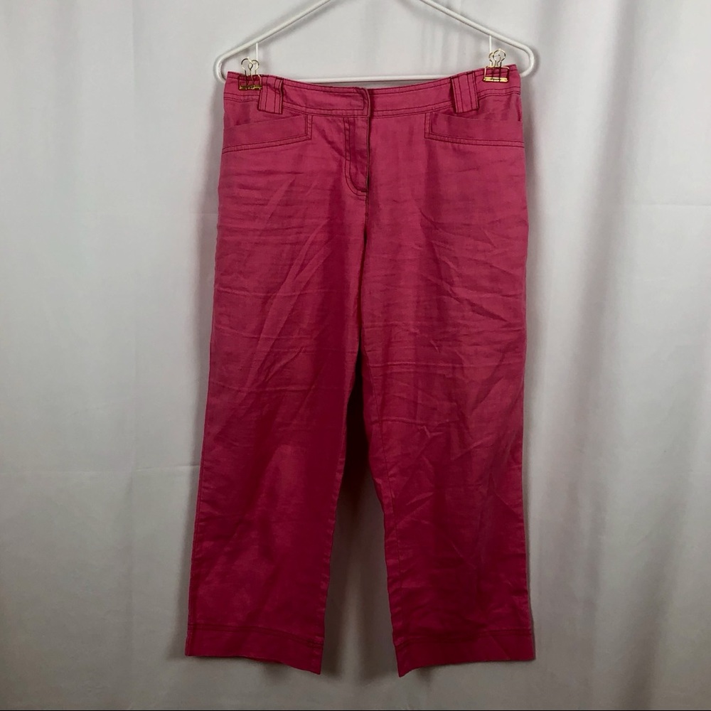 LOFT salmon pink linen blend capris pockets 4